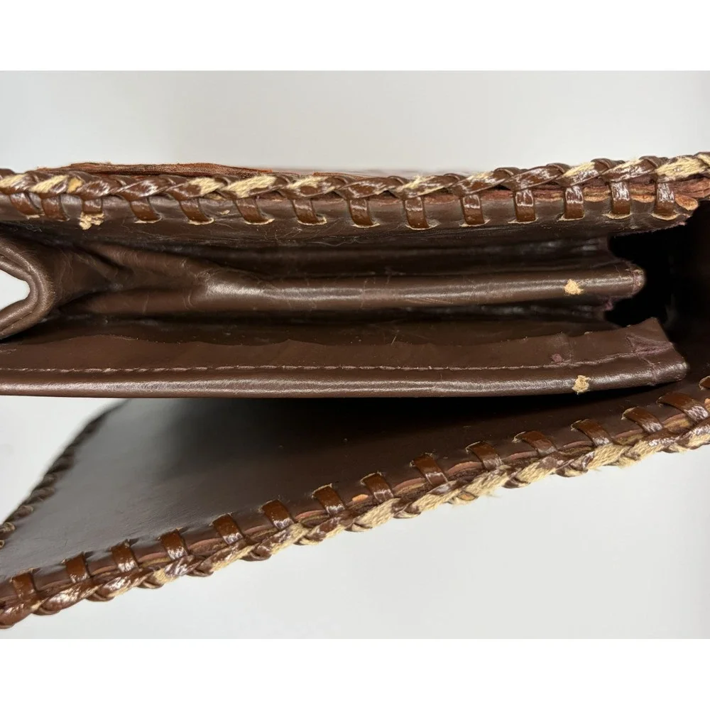 Vintage Genuine Alligator Handbag Made in Cuba Brown Exotic Leather Whipstitch